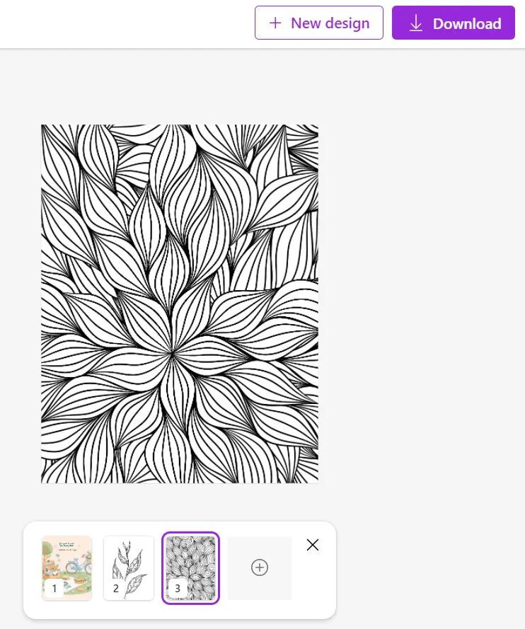 An abstract flower-like illustration with complex curves and stripes, perfect for coloring