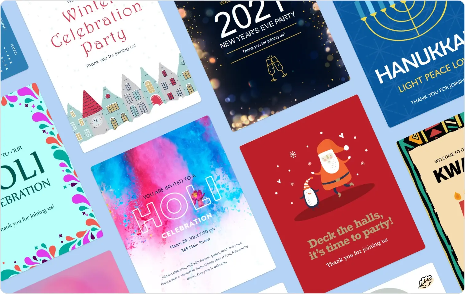 several holiday flyers 