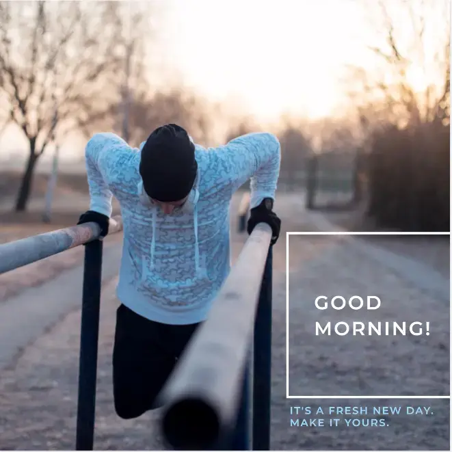An Instagram post featuring a photo of a runner in the morning and the words "It's a new day. Make it yours." 