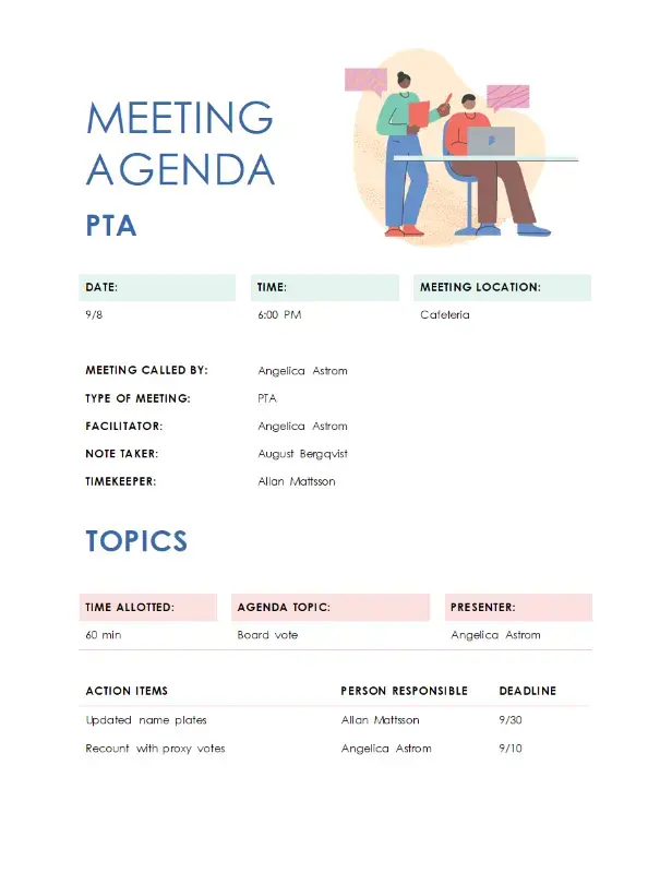 The Educational Meeting Agenda template for Word