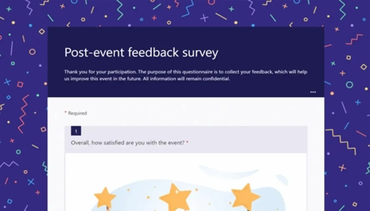 The Post Event Feedback Survey template for Forms