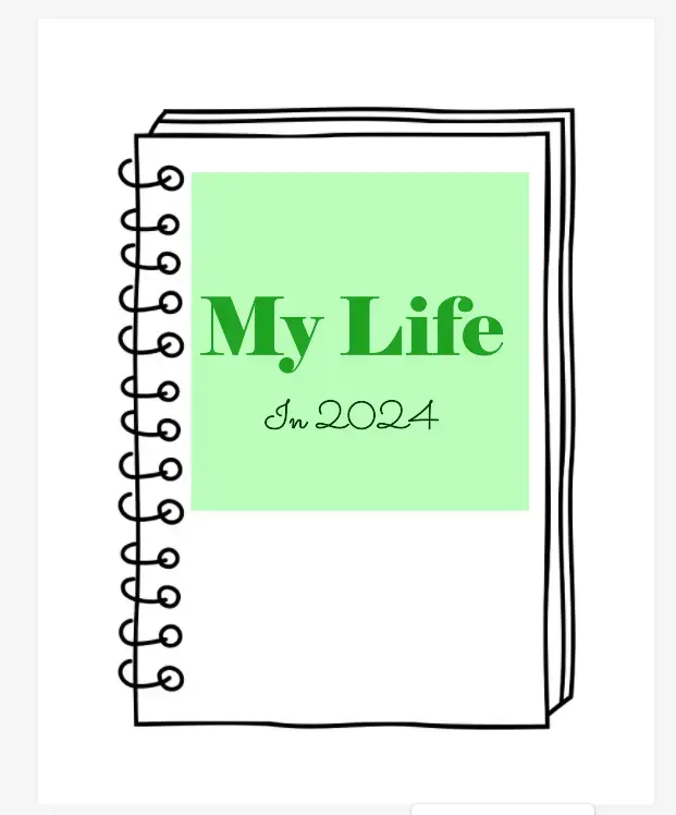 The notebook now says "My Life" in attractive green font on a transparent green rectangle