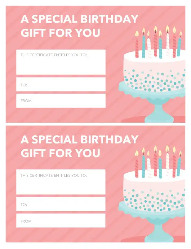 The Birthday Gift Certificate template