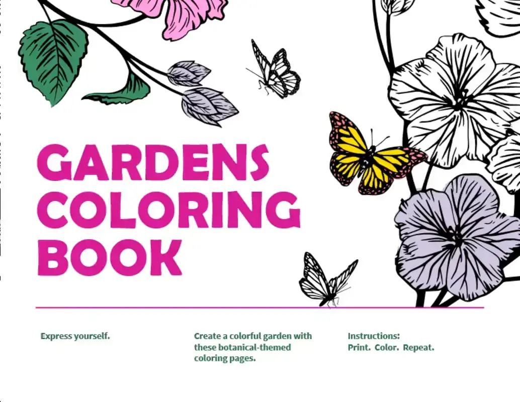 The Gardens coloring book template for PowerPoint