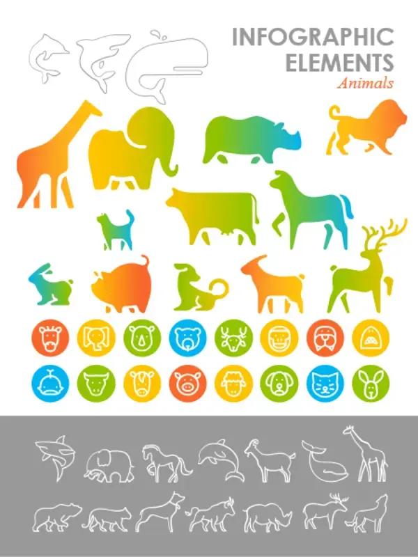 An infographic elements template featuring different animals