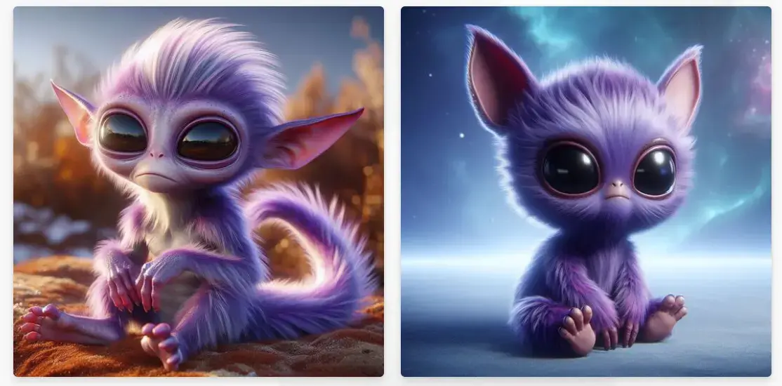 A cute fuzzy purple alien