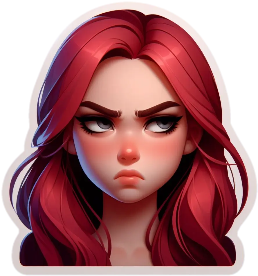 The results of the prompt "The face of a young woman with red hair and an annoyed expression" 