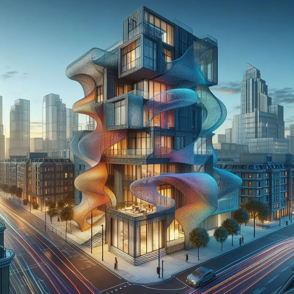 A colorful wavy building