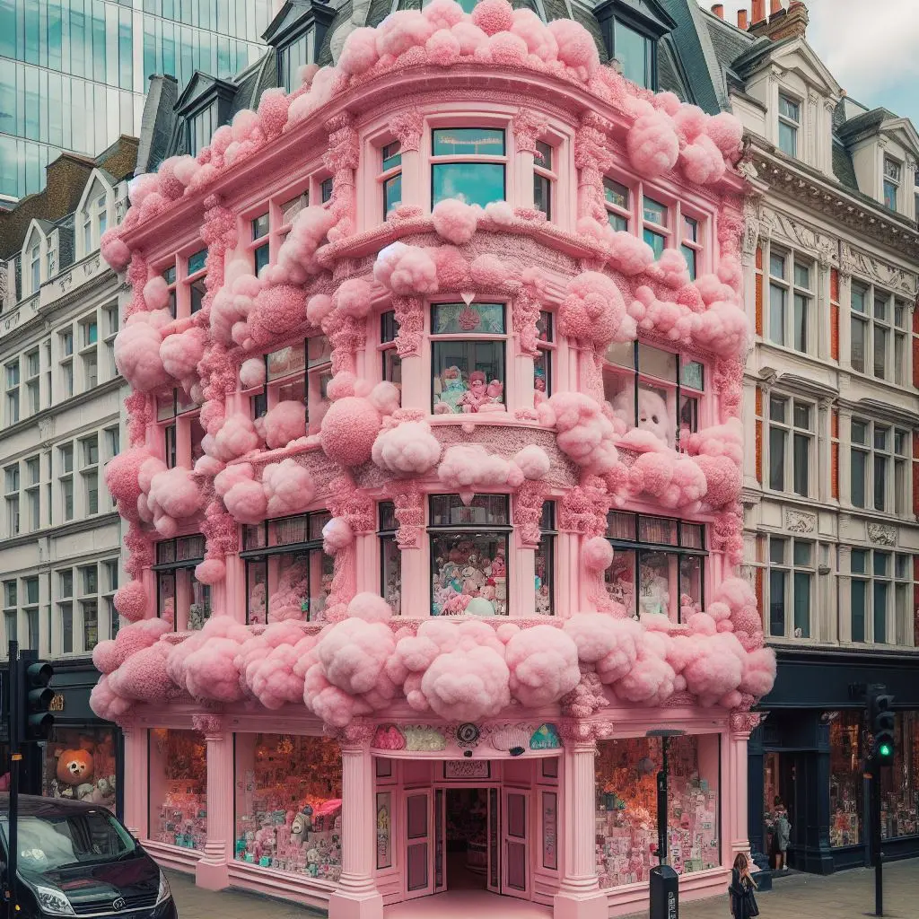 A fluffy pink townhouse apartment