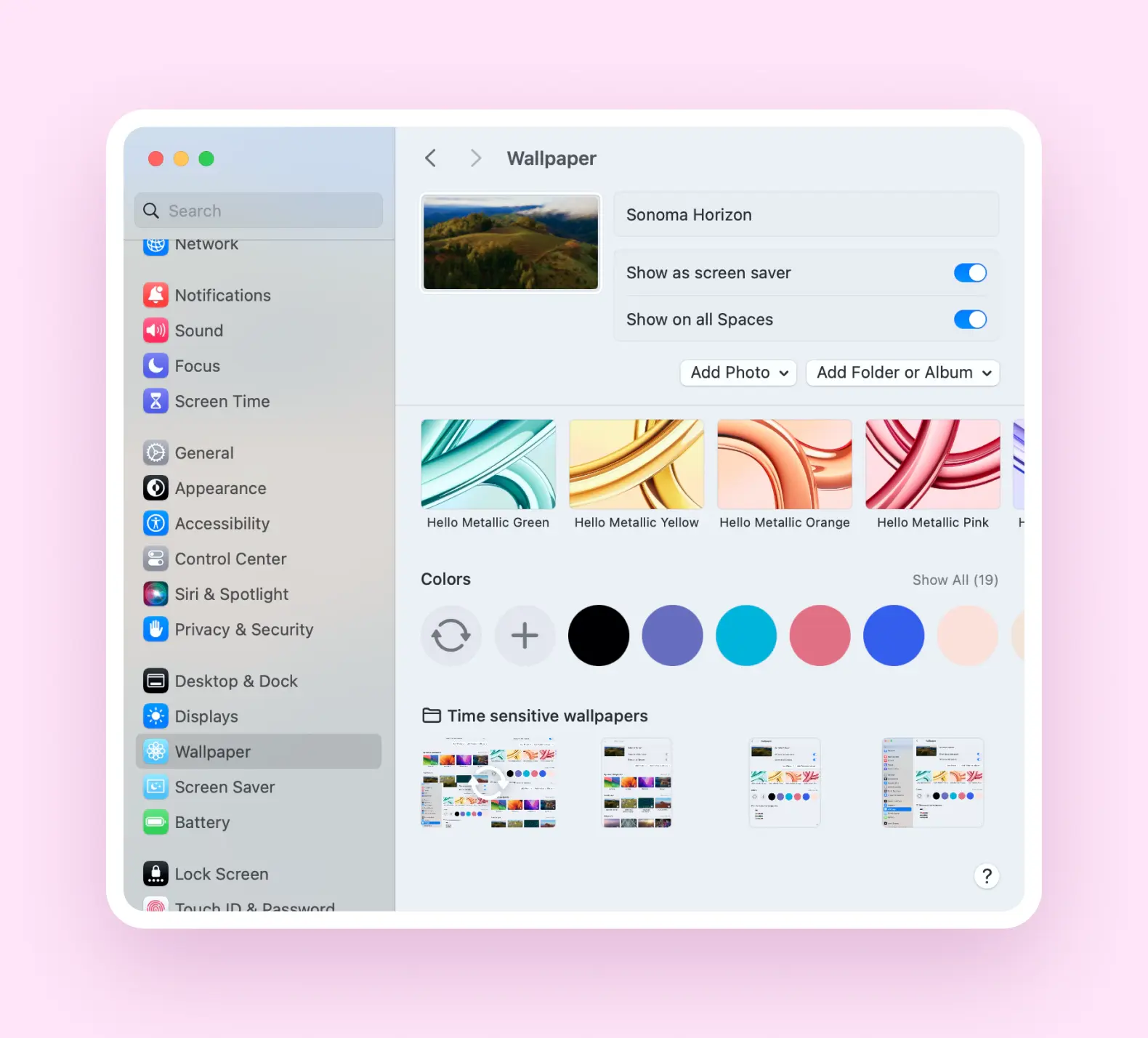 A screenshot of the wallpaper settings in Mac