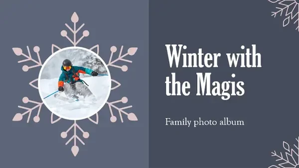 Winter family photo album blue modern-simple