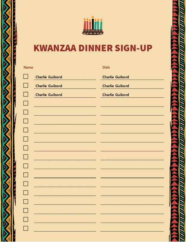 Kwanzaa checklist red whimsical color block