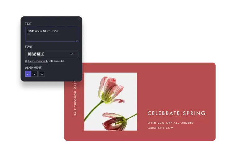 YouTube-skabelon til fejring af foråret med kontrolelementer til tekstredigering
