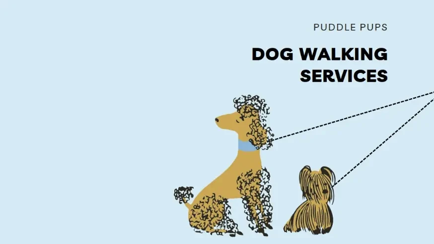 title White Whimsical Line DOG WALKING SERVICES PUDDLE PUPS