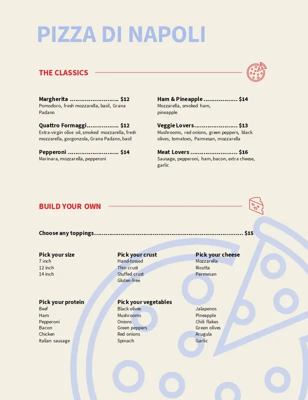 Pizza menu  yellow modern-simple