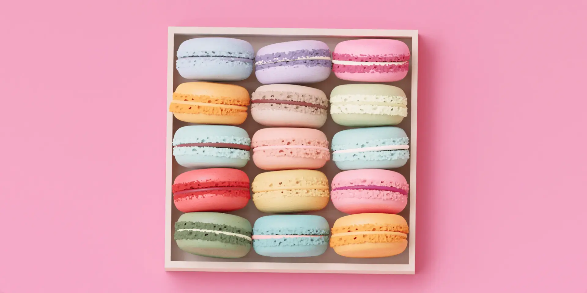 Decorative element showing a batch of macaron cookies.