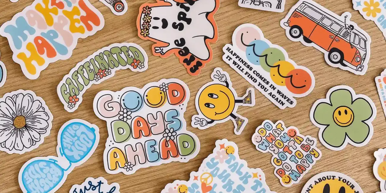 Cute, colorful stickers designed by small business owner and illustrator Devin Kane.