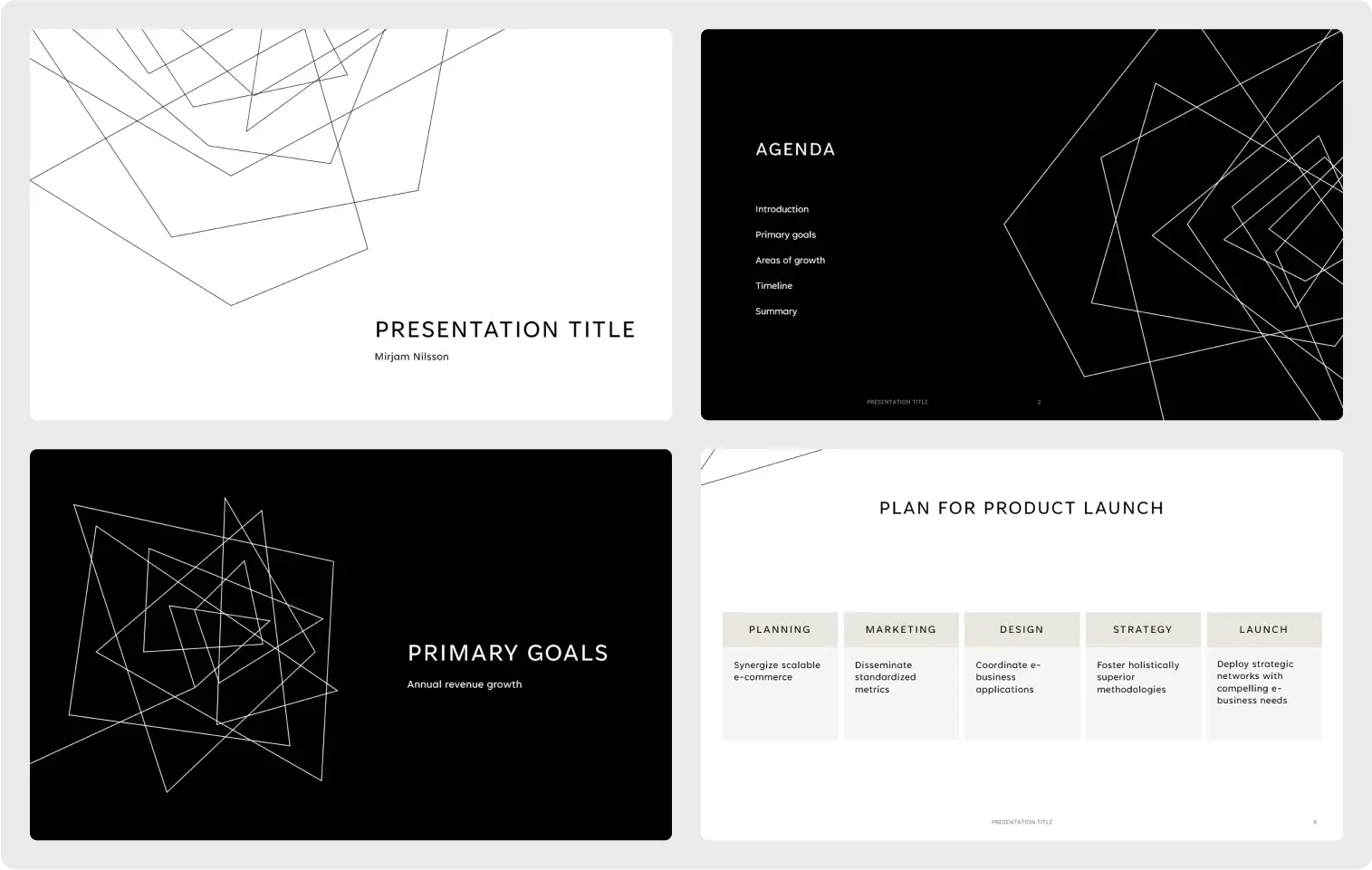 A minimalist, black and white PowerPoint template