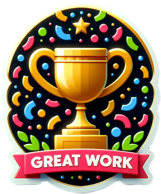 A colorful trophy sticker