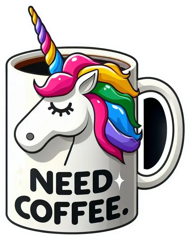 A cute unicorn mug sticker