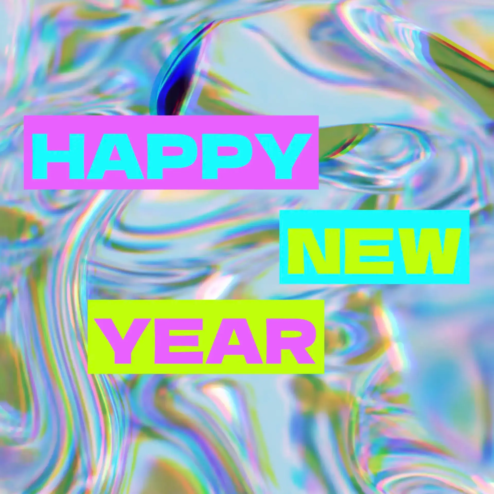 An image of a metallic Happy New Year video template. 