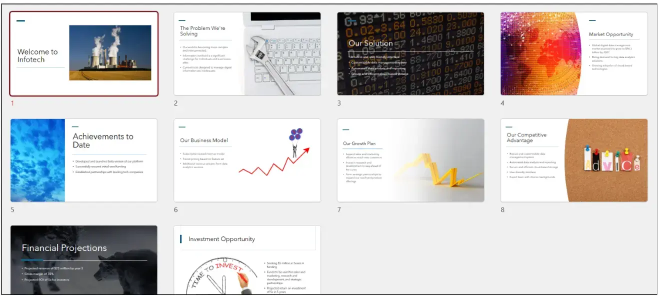 A screenshot of Copilot's presentation options