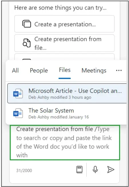 A screenshot of the file selection process in PowerPoint