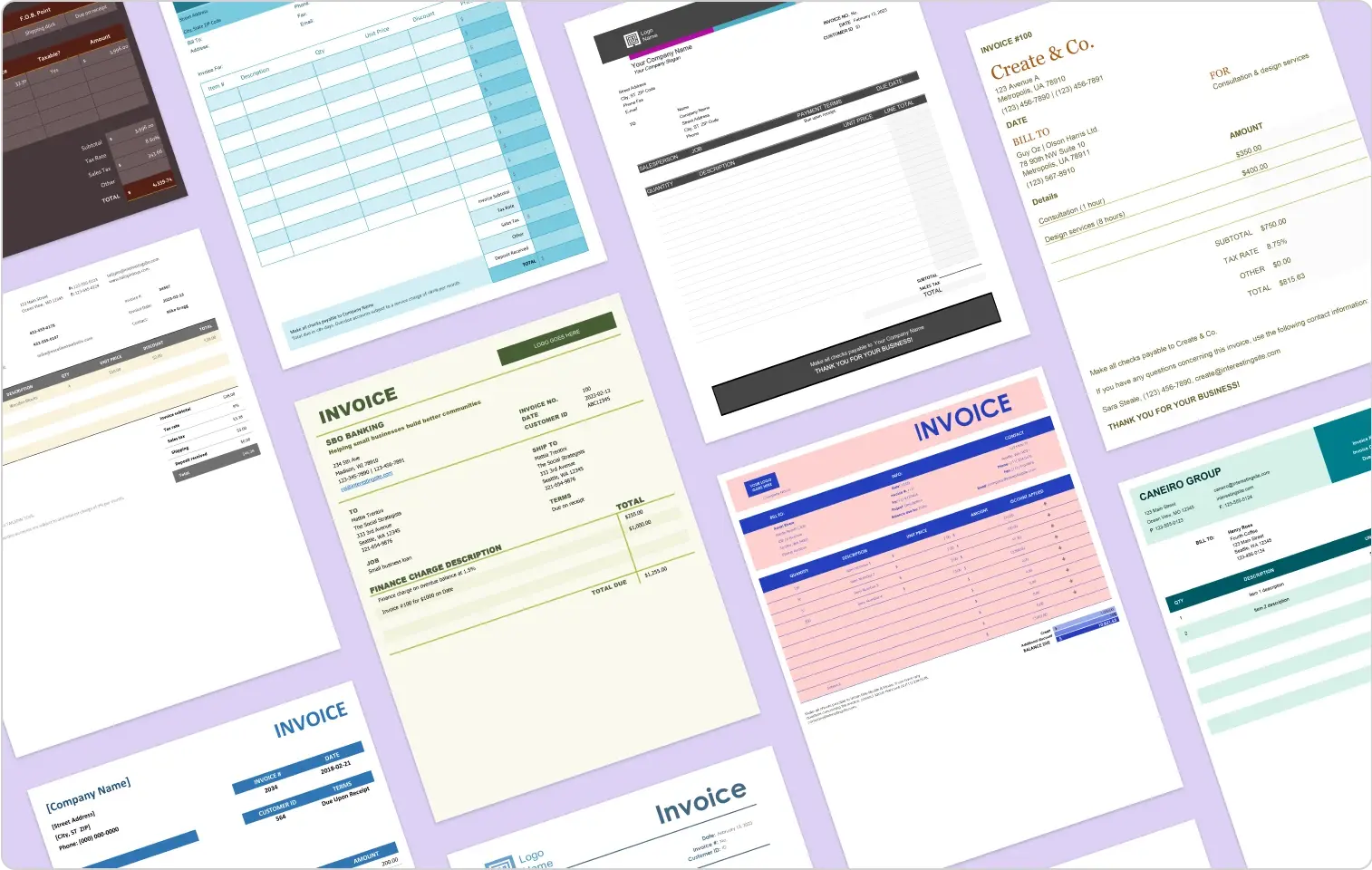 an image of invoice templates