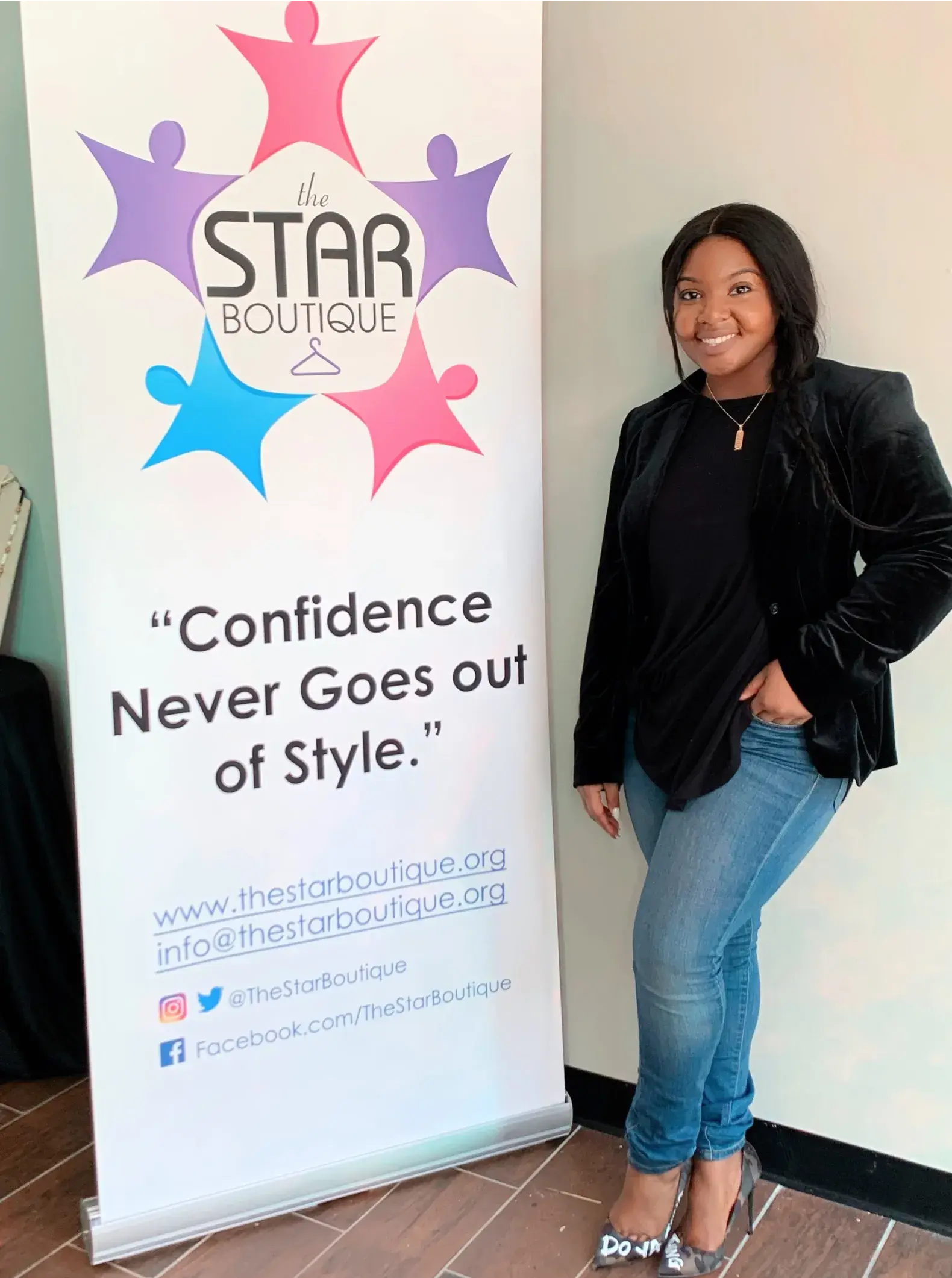 Danielle Skeen at an event for her nonprofit, The Star Boutique.