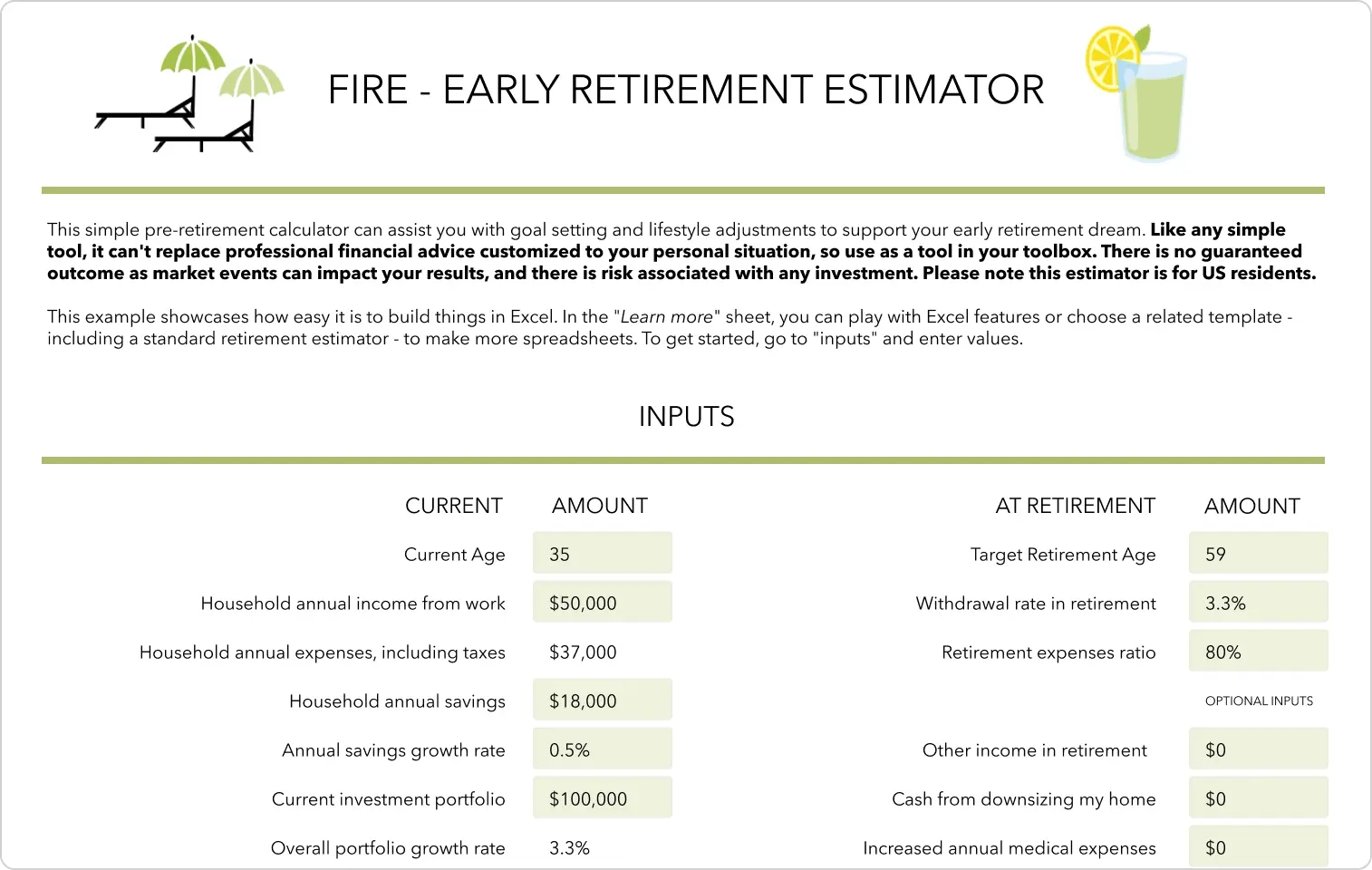 An image of a FIRE estimator template.