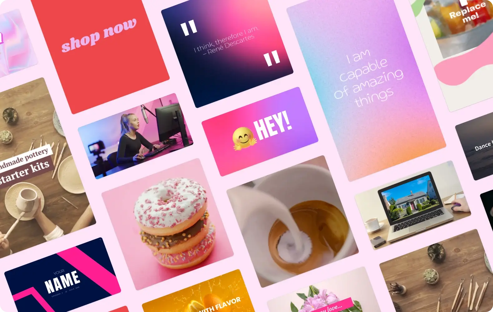 Thumbnail images for Instagram templates from Microsoft Create.