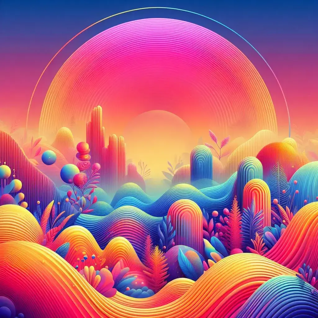 A vibrant sunrise gradient illustration from Microsoft Designer