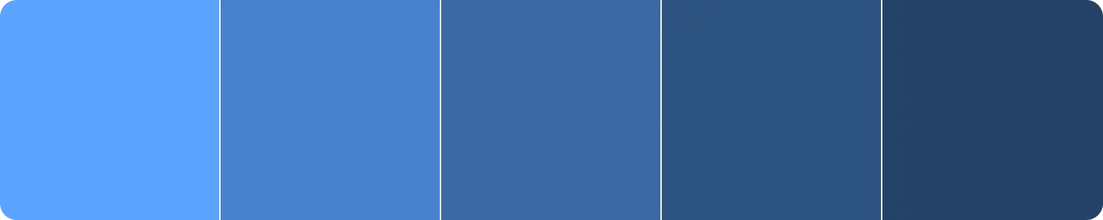 Palette de couleurs montrant différents sades de la même couleur de bleu.