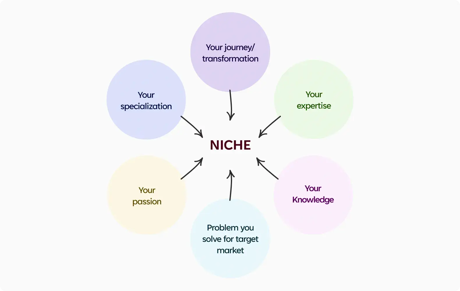 Illustration showing all of the different elements that come together to inform a niche.