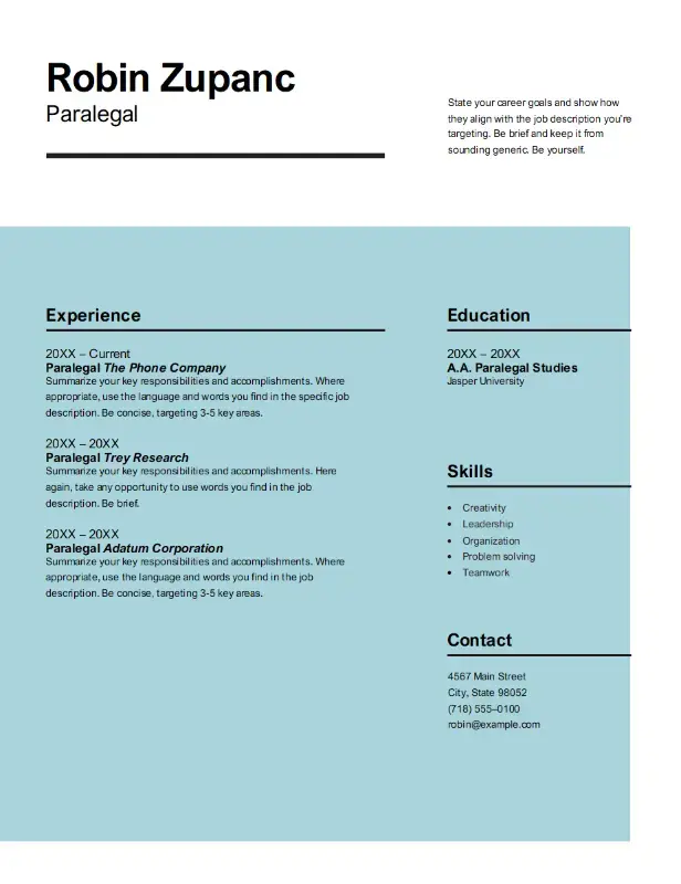The Impact resume template for Microsoft Word