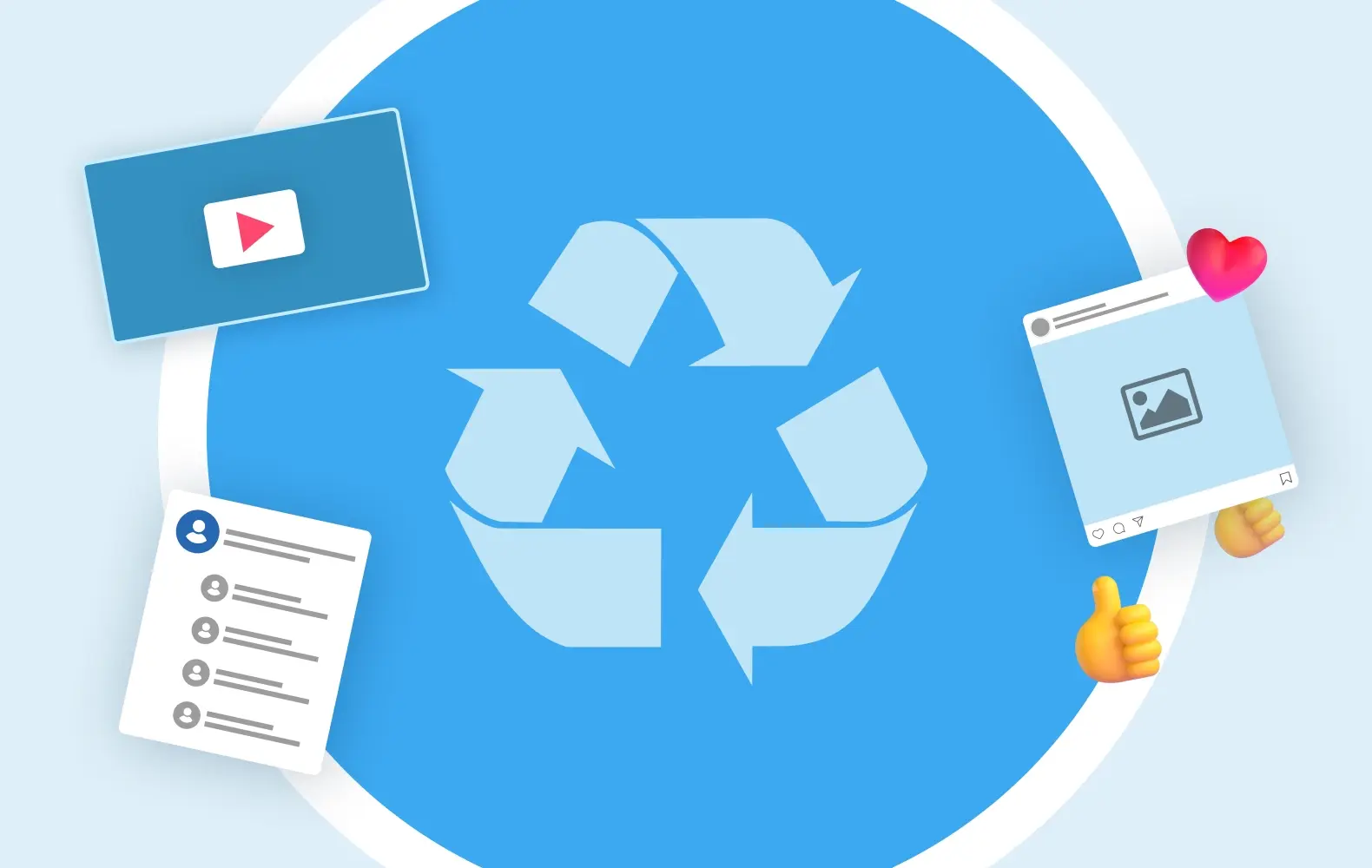 A graphic of social media icons around a recycling icon. 