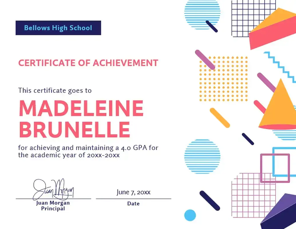 A school certificate template for PowerPoint
