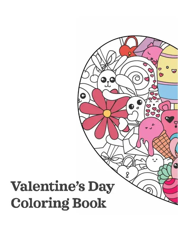 Valentine's Day coloring book for Microsoft Word 