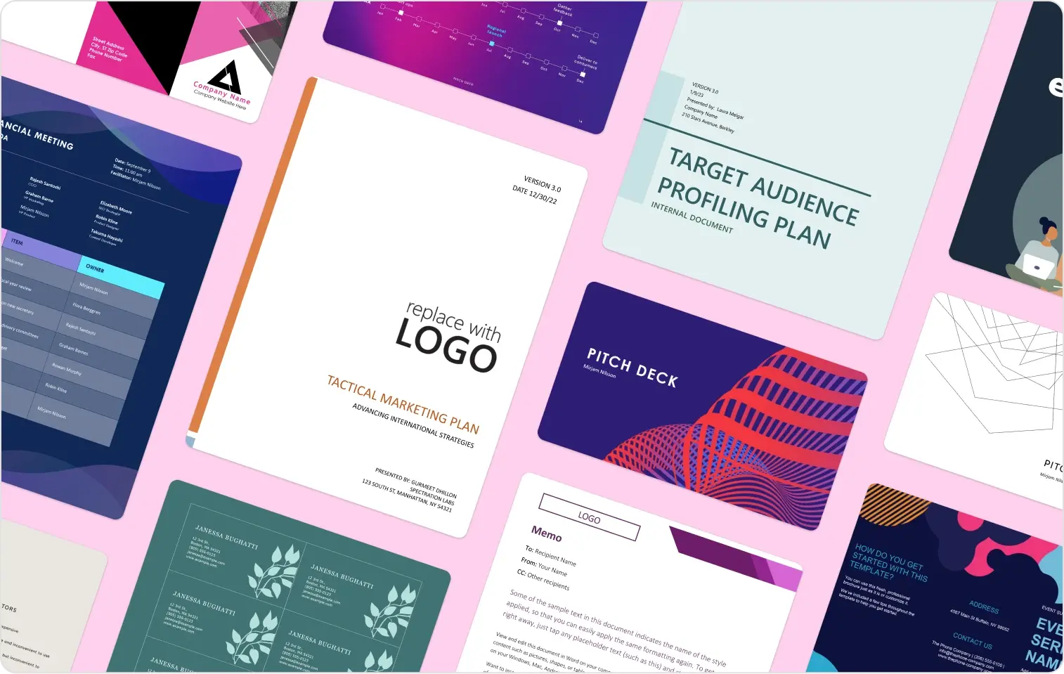 a collage of business templates