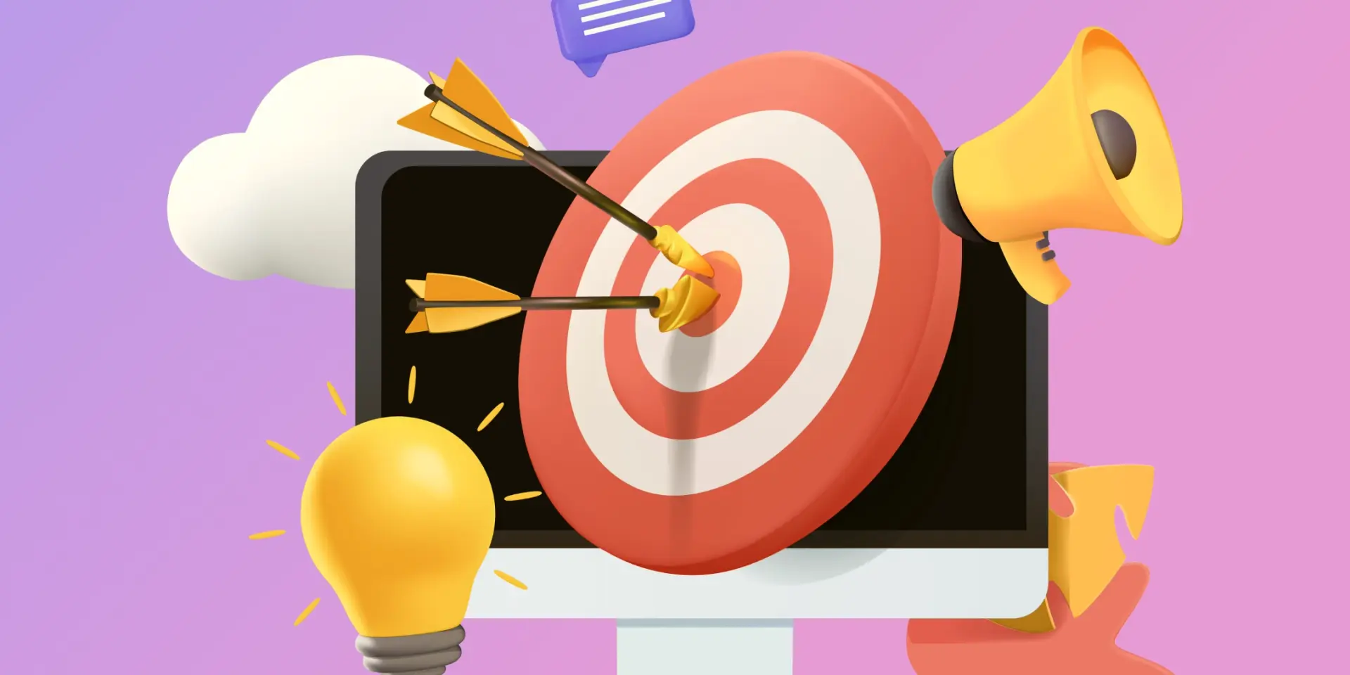 animated visual of a red target and yellow lightbulb 