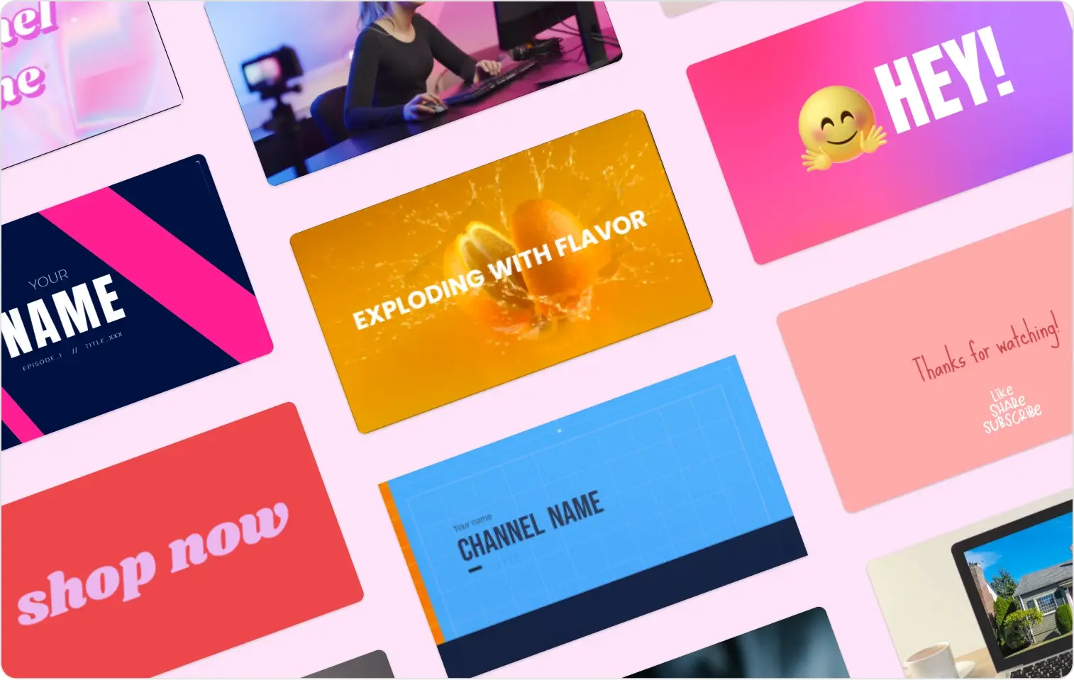 a collage of YouTube banner templates