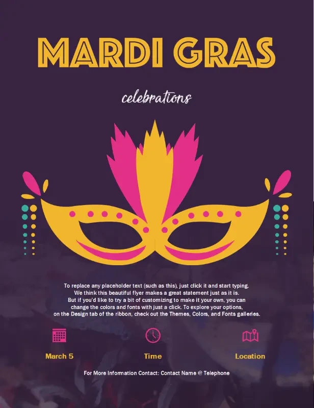 Mardi Gras event flyer purple modern simple