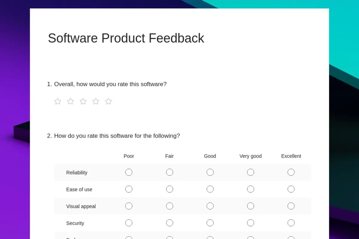 Software product feedback purple