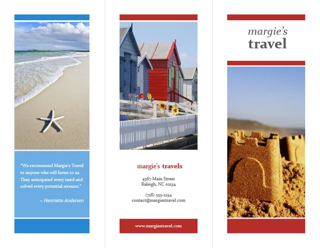 Tri-fold travel brochure (seaside design) blue modern-simple
