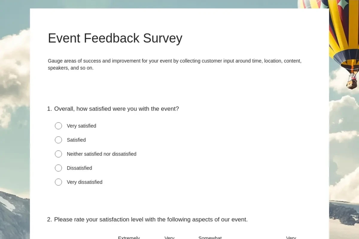 Event feedback survey blue