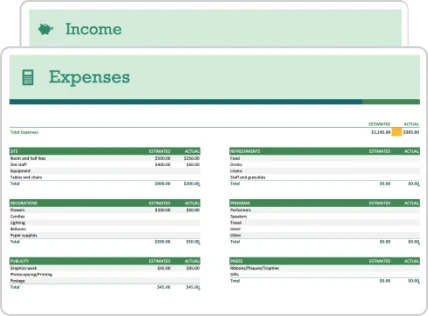 Income and expenses spreadsheet templates