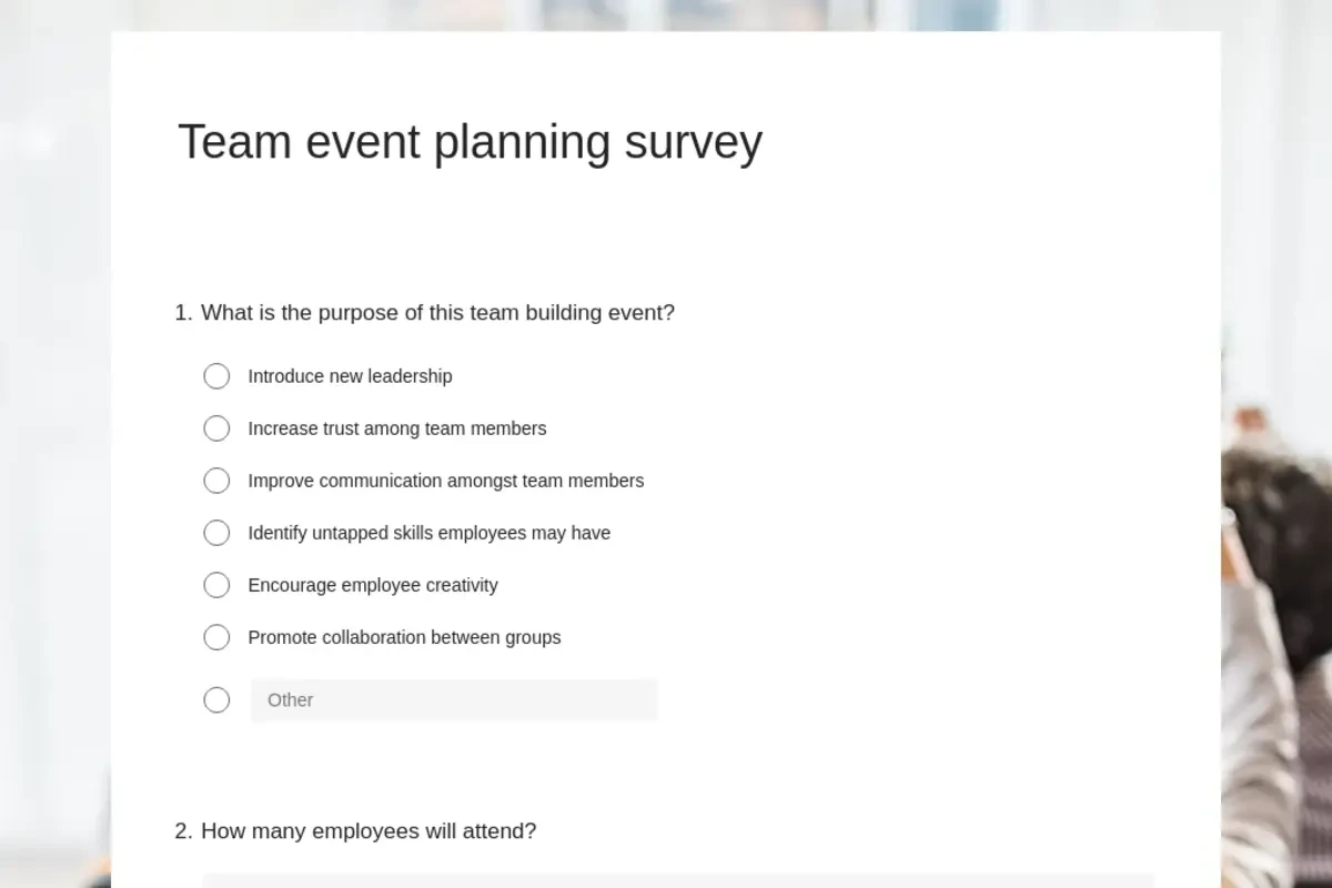 Team event planning survey brown