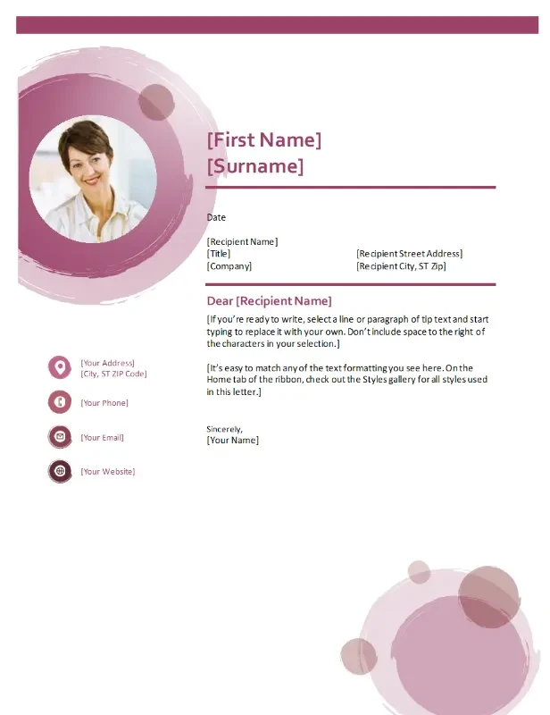 Soft suite cover letter pink modern-simple