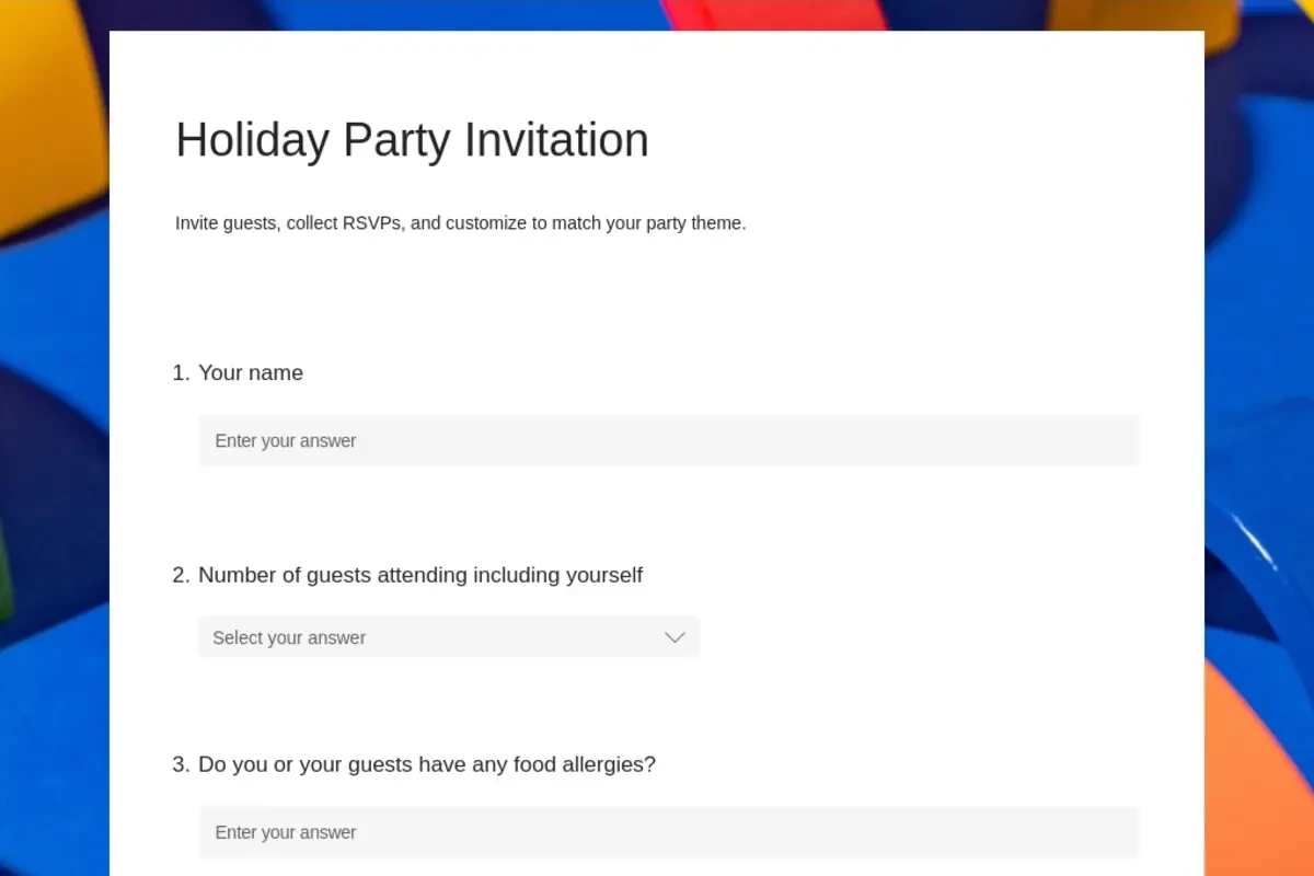 Holiday party invitation blue