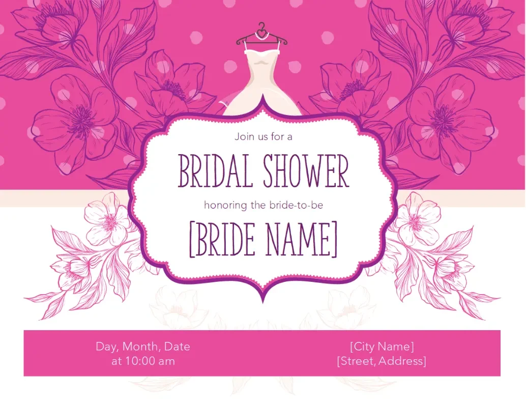 Floral bridal shower invitation pink vintage-botanical